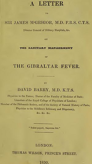 A Letter to Sir James M'Grigor, M.D. F.R.S. C.T.S., Director General of Military Hospitals, etc. on the Sanitary Management of the Gibraltar Fever - (IA b21297630) (page 3 crop)