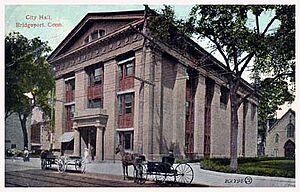 Bridgeport City Hall postcard postmarked 1905
