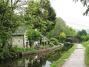 Canal, cottage and bridge at Llangollen - geograph.org.uk - 1307633