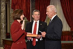 Catherine Cortez Masto being sworn-in as U.S. Senator by Vice President Joe Biden