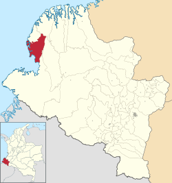 Location of the municipality and town of Francisco Pizarro, Nariño in the Nariño Department of Colombia.