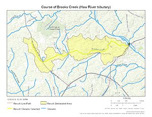 Course of Brooks Creek (Haw River tributary)