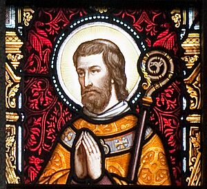 Enniscorthy St. Aidan's Cathedral East Aisle Fifth Window Saint Aidan Detail 2009 09 28.jpg
