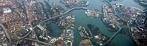 Essingeleden aerial view colors