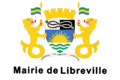 One of the two versions of the flag of Libreville, with text.