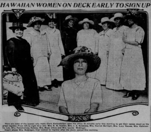 Hawaiian Women On Deck Early To Sign Up, August 30, 1920