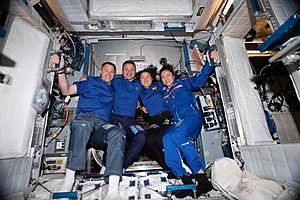 ISS-60 Four NASA astronauts pose in the Harmony module