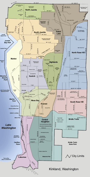 Kirkland, Washington neighborhood map