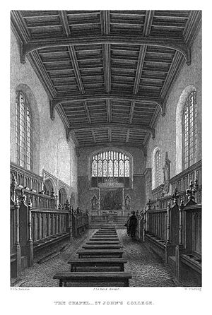 LeKeux - Cambridge, c1840 - St John's 05, Chapel - memorialsofcambr01wriguoft 0214