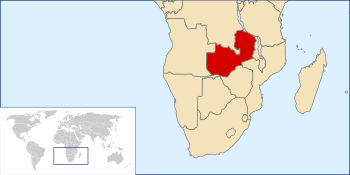 Location of Northern Rhodesia in Southern Africa.