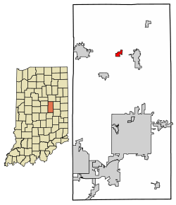 Location of Orestes in Madison County, Indiana.