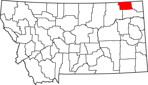 Map of Montana highlighting Daniels County