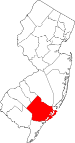 Map of New Jersey highlighting Atlantic County