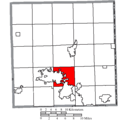 Location of Howland Township in Trumbull County