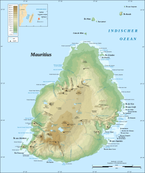 Mauritius Island topographic map-de