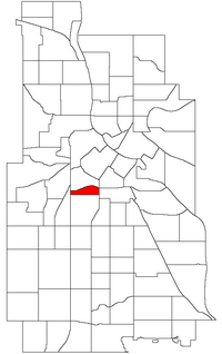 Location of Stevens Square/Loring Heights within the U.S. city of Minneapolis
