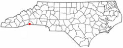 Location of Tryon, North Carolina