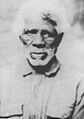 Head and shoulders of a dark-skinned man with bushy white hair and white beard wearing a buttoned-up shirt.