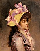 Raimundo Madrazo - Portrait Of A Lady In Pink Ribbons