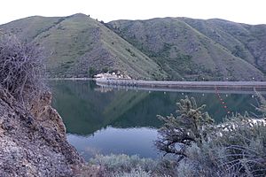 Reverse side (reservoir side) Arrowrock Dam spring 2016