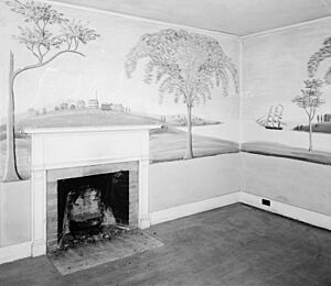 Rufus Porter mural - Kent House, Lyme, New Hampshire cropped