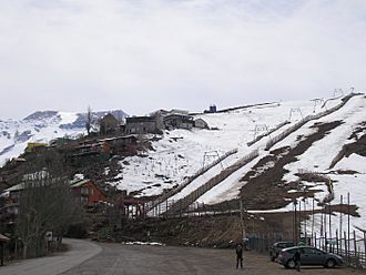 Ski lifts connect Farellones Village and El Colorado ski resort