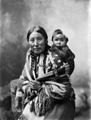 Stella Yellow Shirt, Dakota Sioux, with baby, by Heyn Photo, 1899