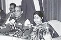 The Union Minister for Health and Family Welfare Smt. Sushma Swaraj addressing the Press on "Birds flu" in New Delhi on January 29, 2004