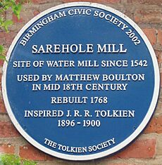 Tolkien's Sarehole Mill blue plaque-persp