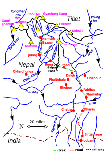 Trek routes to Everest, 1950