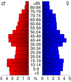 USA Adams County, Mississippi age pyramid