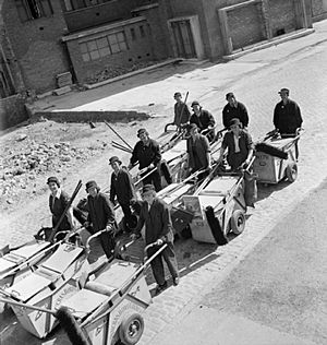 Women's Street Cleaning Brigade- Female Dustmen at Work, London, 1942 D8942