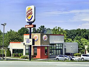 A modern Burger King fast food restaurant in Ooltewah, Tennessee