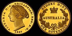 Australia 1857 Sovereign (proof)