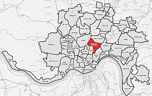Avondale (red) within Cincinnati, Ohio