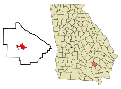 Location in Bacon County and the state of Georgia