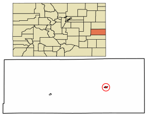 Location of the Town of Cheyenne Wells in the Cheyenne County, Colorado.
