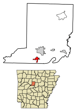 Location of Oppelo in Conway County, Arkansas.