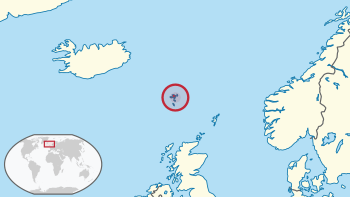 Location of the Faroe Islands in Northern Europe