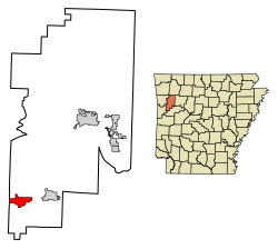 Location of Charleston in Franklin County, Arkansas.