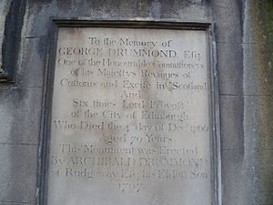 George Drummond memorial tablet, Canongate Kirkyard Edinburgh