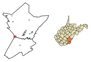 Location within Greenbrier and Monroe Counties and West Virginia