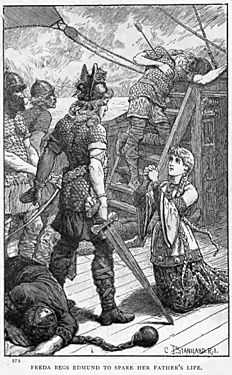 Illust by Staniland for Hentys Dragon and Raven- Freda Pleads for her Father's Life
