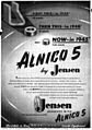 Jensen ad for Alnico 5 speakers