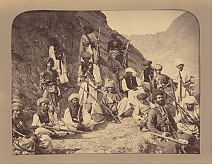 John Burke (British, active 1860s - 1870s) - (Peshawur Valley Field Warriors Resting Against a Hillside) - Google Art Project