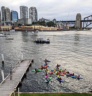 Kayak class at McMahons Point on Lavender Bay