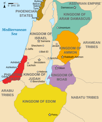 The region around 830 BCE, with Aram-Damascus in green