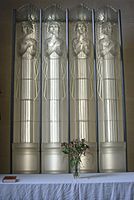 Lalique glass altarpiece in the Glass Church Jersey