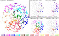 Locations of papers in a map of science and locations of the key papers for Nobel prizes