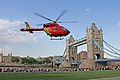 London's Air Ambulance Helicopter at Tower Bridge